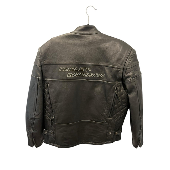 Harley Davidson Motorcycle Black Leather Riding Jacket Size XL Zip Armor Biker - Picture 8 of 11